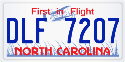 NC license plate DLF7207