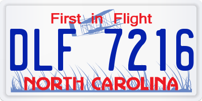 NC license plate DLF7216