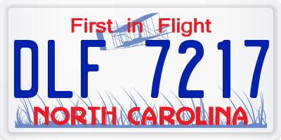 NC license plate DLF7217