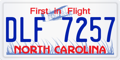 NC license plate DLF7257