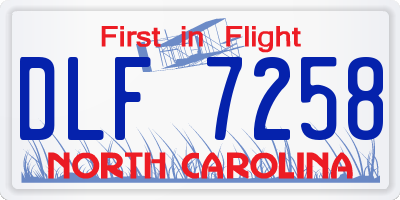 NC license plate DLF7258