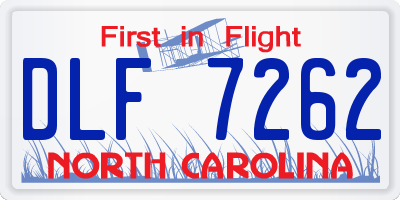 NC license plate DLF7262