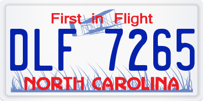 NC license plate DLF7265