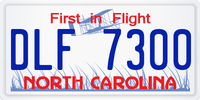 NC license plate DLF7300
