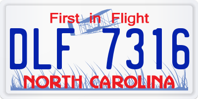 NC license plate DLF7316