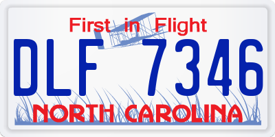 NC license plate DLF7346