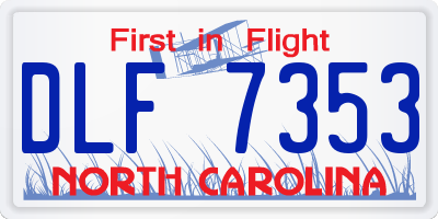 NC license plate DLF7353