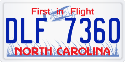 NC license plate DLF7360