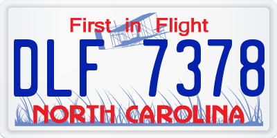 NC license plate DLF7378