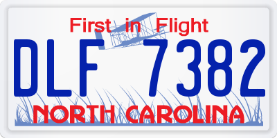 NC license plate DLF7382