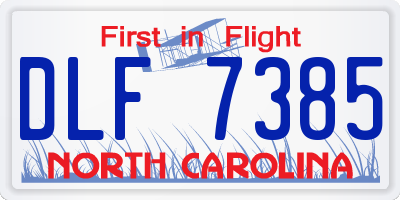 NC license plate DLF7385