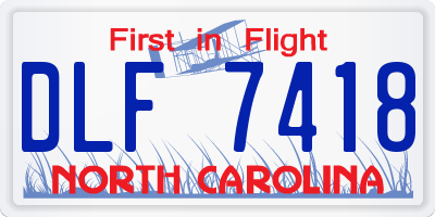 NC license plate DLF7418
