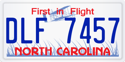 NC license plate DLF7457