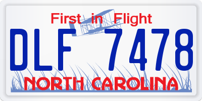 NC license plate DLF7478