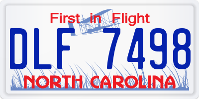 NC license plate DLF7498