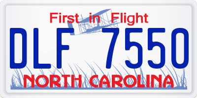 NC license plate DLF7550