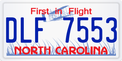 NC license plate DLF7553