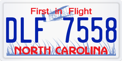 NC license plate DLF7558