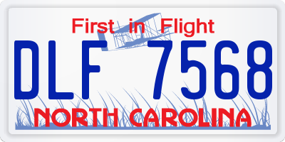 NC license plate DLF7568