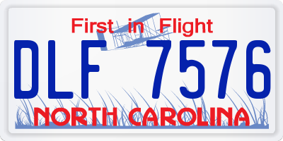 NC license plate DLF7576