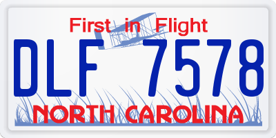 NC license plate DLF7578