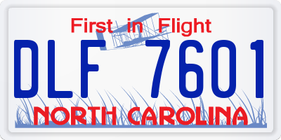 NC license plate DLF7601