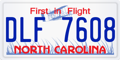 NC license plate DLF7608