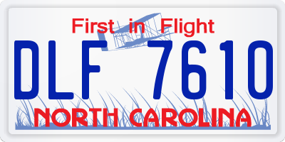 NC license plate DLF7610