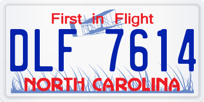 NC license plate DLF7614