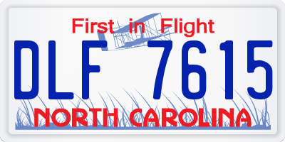 NC license plate DLF7615