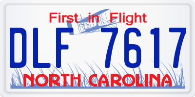 NC license plate DLF7617