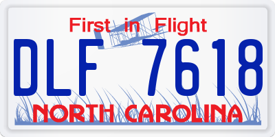 NC license plate DLF7618