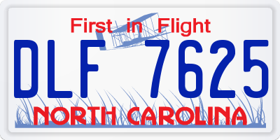NC license plate DLF7625