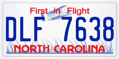 NC license plate DLF7638