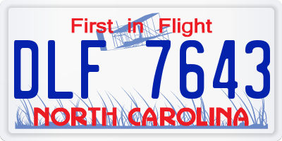 NC license plate DLF7643