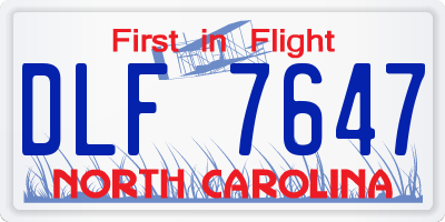NC license plate DLF7647