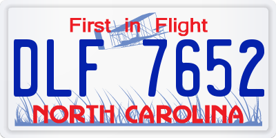 NC license plate DLF7652