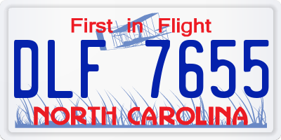 NC license plate DLF7655