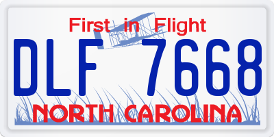 NC license plate DLF7668