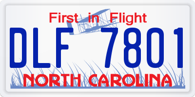 NC license plate DLF7801