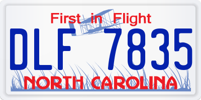 NC license plate DLF7835