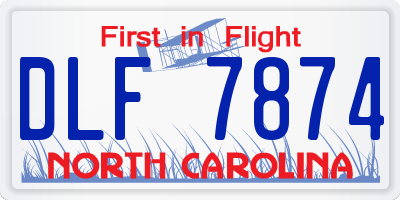 NC license plate DLF7874