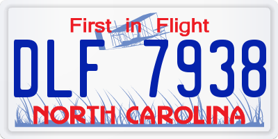 NC license plate DLF7938