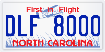 NC license plate DLF8000