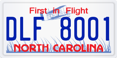 NC license plate DLF8001