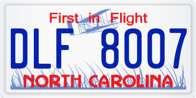 NC license plate DLF8007
