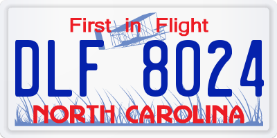 NC license plate DLF8024