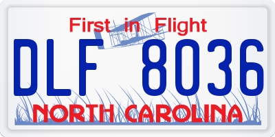 NC license plate DLF8036