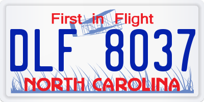 NC license plate DLF8037