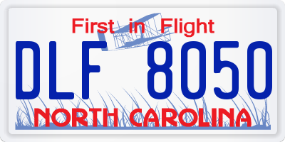 NC license plate DLF8050